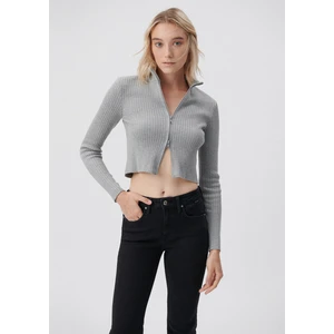 Kadın Çift Yön Fermuarlı Gri Triko 171469-83096