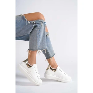 MBMKQ200-BA Kadın Kalın Taban Beyaz/altın Sneaker & Spor Ayakkabı