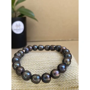 Siyah Inci Doğal Taş Bileklik Mühürlü