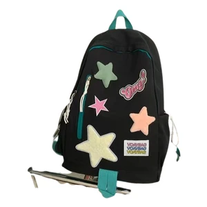 Popular Star Pattern Backpack For High School Students. - Siyah (Yurt Dışından)
