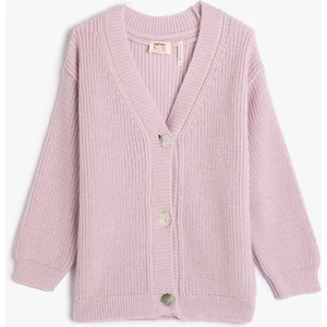 Hırka Triko Basic V Yaka Düğmeli Düşük Omuz