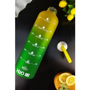 H2O Çift Renkli Motivasyon Cam Matara Su Şişesi 1000 cc Sarı - H2O87184