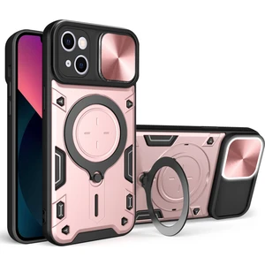 Apple iPhone 13 Slide Kamera Koruma Telefon Kılıfı Pc+Tpu Dönen Kickstand ile Tpu Damla Geçirmez Kapak (Yurt Dışından)