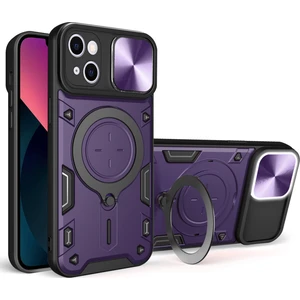 Apple iPhone 13 Slide Kamera Koruma Telefon Kılıfı Pc+Tpu Dönen Kickstand ile Tpu Damla Geçirmez Kapak (Yurt Dışından)