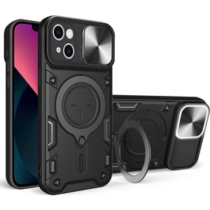 Apple iPhone 13 Slide Kamera Koruma Telefon Kılıfı Pc+Tpu Dönen Kickstand ile Tpu Damla Geçirmez Kapak (Yurt Dışından)