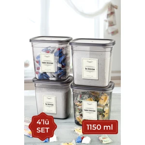 Etiketli Peggy Dikdörtgen Deterjan Saklama Kabı Seti 1150 ml Antrasit 4'lü