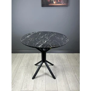 Hey Modüler Mobilya Saray Yuvarlak Mutfak Masası Yemek Masa Balkon Masa Fiskos Masa Metal Siyah Ayak 80 cm