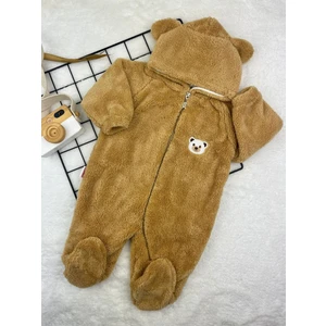 Wellsoft Peluş Unisex Fermuarlı Patikli Kışlık Bebek Uyku Tulumu Çocuk Tulumu Çocuk Kostümü