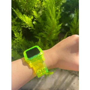 Bushco Store Apple Watch Uyumlu Sarı Şeffaf Kordon 42-44-45 mm