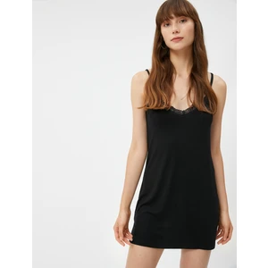 Gecelik İnce Askılı Dantelli Mini