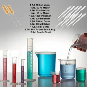 Beher ve Mezür Set Beher + Mezür + Pastör Pipeti + Tüp Fırçası
