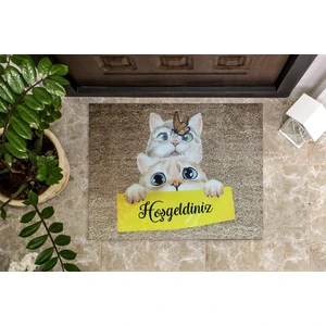 Pusula Home Hoş Geldiniz Sevimli Kediler Kaymaz Taban Kapı Önü Paspası