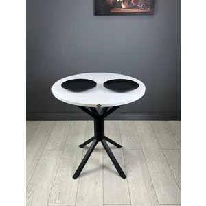 Hey Modüler Mobilya Nisa Yuvarlak Mutfak Masa Yemek Masa Balkon Masa Metal Siyah Ayaklı 70 cm