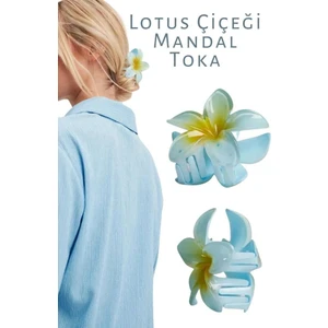 Dzc Kuzenler Avm Lotus Mandal Saç Tokası Akrilik Parlak (Mavi)
