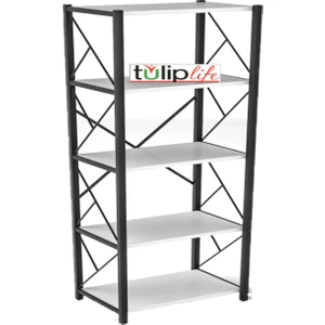 Tulip Life Tuliplife 5 Raflı Dekoratif Metal Beyaz Kitaplık, TLPK05S.B