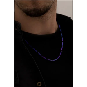 Osmanlı Gümüş Erkek Kolye - Ince Kibar Model Erkek Çelik Kolye - 3 mm Kalınlık - Mor