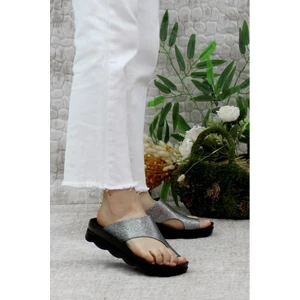 1742 Platin Çatlak Comfort Casual Anatomik Parmak Arası Terlik