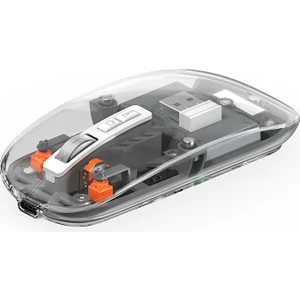 Bluetooth Kablosuz Mouse Wiwu WM105 Crystal Rgb LED Işıklandırmalı Şeffaf Tasarım 2400 Dpi Gri