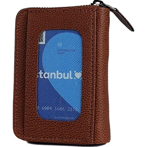 BN89 Suni Deri Erkek Cüzdan Fermuarlı 15 Kartlık Kağıt Para Bölmeli Pencereli