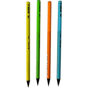 Kurşun Kalem 4 Adet Black Neon Hb Siyah Kurşun Kalem Black Neon Desenli Hb Kalem Yerli Üretim