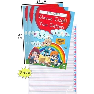 Güzel Yazı Defteri A4 Boy 19X27 cm 24 Yaprak 3 Adet Standart Çizgili Yazı Defteri Dik Temel Harflerle 1. Sınıf