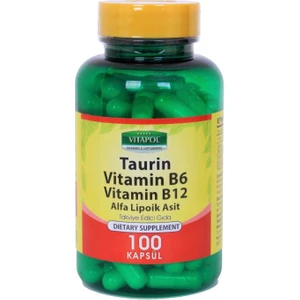 Taurin 500 mg Taurine 100 Kapsül Alfa Lipoik Asit Vitamin B6 Vitamini B12 Vitamini