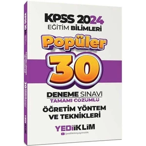 Yediiklim Yayınları 2024 KPSS Eğitim Bilimleri Öğretim Yöntem ve Teknikleri Popüler Tamamı Çözümlü 30 Deneme