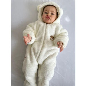 Wellsoft Peluş  Fermuarlı Patikli Kışlık Bebek Uyku Tulumu Çocuk Tulumu Çocuk Kostümü
