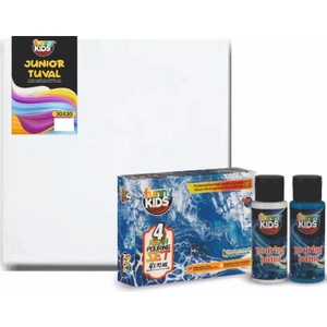 Funny Kids Junior Seri Tuval 30 x 30 cm 60 cc x 4 Renk Funny Kids Pouring Boya Set