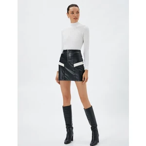 Uzun Kollu Tişört Balıkçı Yaka Saç Örgüsü Desenli