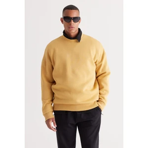 Altınyıldız Classics Erkek Hardal Oversize Fit Bol Kesim Pamuklu Içi Polarlı 3 Iplik Bisiklet Yaka Sweatshirt
