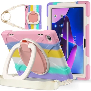 Lenovo Tab M10 10.1 3rd Gen Için Deri Tablet Kılıfı - Pembe (Yurt Dışından)
