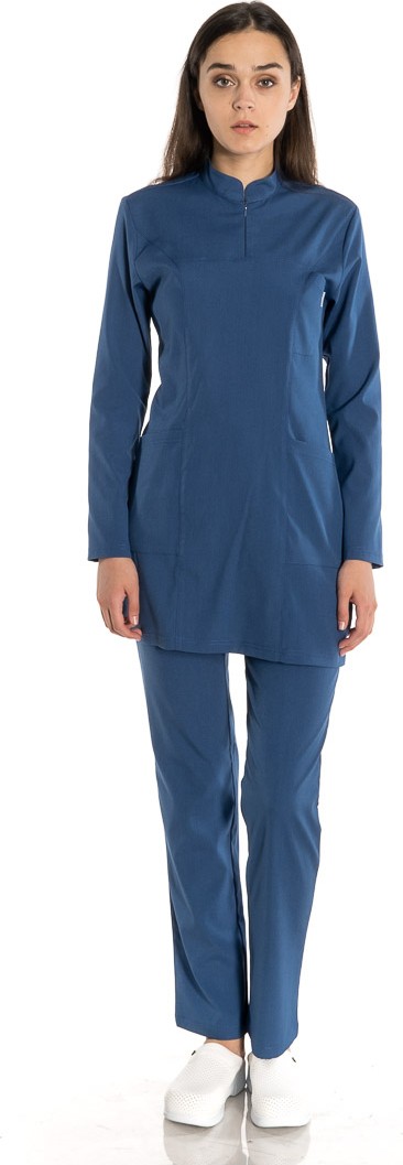 TıpMod Soft Likra Indigo Tesettür Takım Hemşire Forması