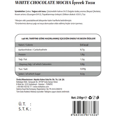 Nish White Chocolate Mocha 250 gr Fiyatı - Taksit Seçenekleri