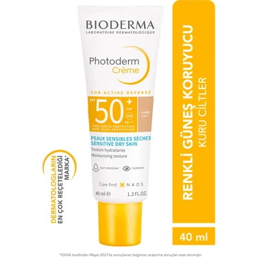 Photoderm Cream Light SPF50+ Kuru Ciltler için Yüksek Korumalı Renkli Güneş Kremi 40