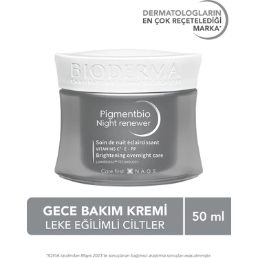 Pigmentbio Night Renewer Leke Karşıtı Cilt Tonu Eşitleyici Glabridin, C ve E Vitamini Gece Kremi 50