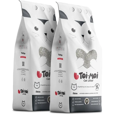 Toi Moi 2’li Avantajlı Paket - Aktif Karbonlu Sodyum Bentonit Kedi Kumu 2X10 Kg (20