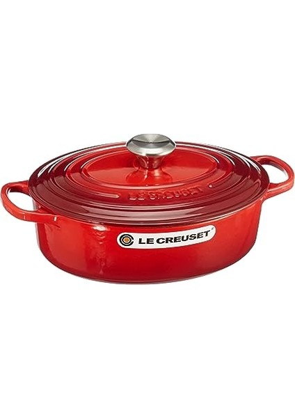 Le Creuset Signature Kapaklı Dökme Demir Kızartma Makinesi, Çap 27 Cm, Oval, 3,4 L, Kiraz Kırmızısı,