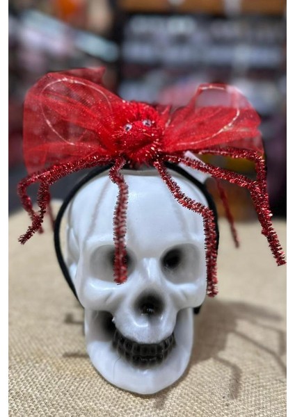 Halloween Tac Işıklı Örümcek Desen Kırmızı