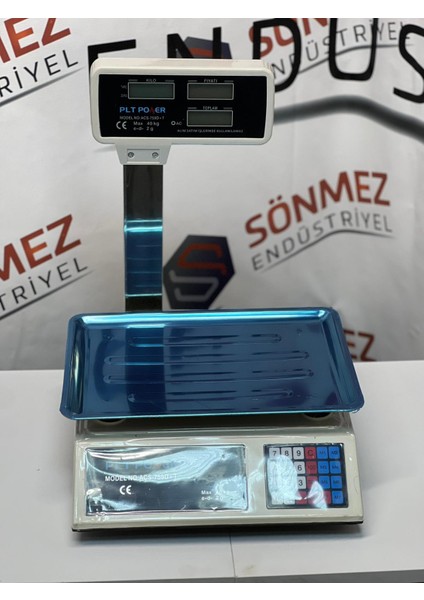 Plt Power Market Kasap Manav Terazisi 40 kg - 2 gr Boyunlu Çift Ekran Akülü Terazi