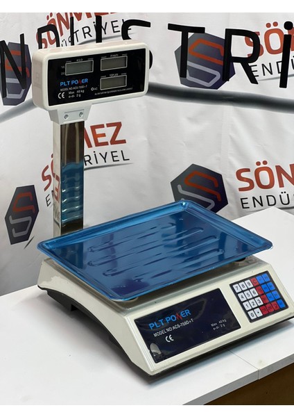 Plt Power Market Kasap Manav Terazisi 40 kg - 2 gr Boyunlu Çift Ekran Akülü Terazi