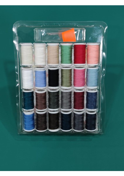 Mini Makaralar Dikiş Iplik Seti 24 Renkli + Iğne + Dikiş Yüksük