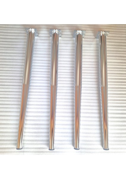 4 Adet Metal Konik Ayak Masa Ayağı Gümüş Renk 73.5 Cm Boru Çapı 5.1 Cm
