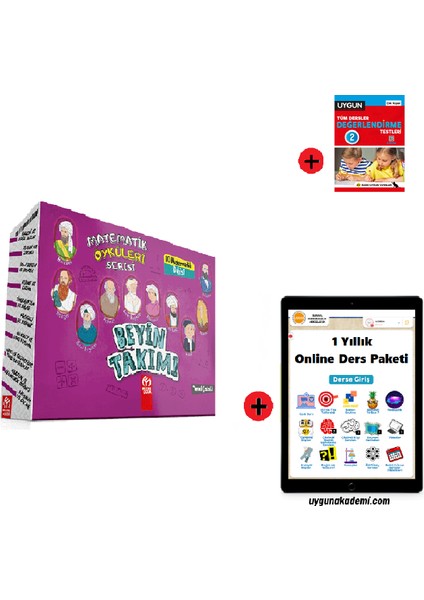 2. Sınıf Hikaye Seti Beyin Takımı Matematik Öyküleri + Sadık Uygun Yayınları 2. Sınıf Tüm Dersler Test Kitabı Yeni + 1 Yıllık Online Ders Paketi Yeni
