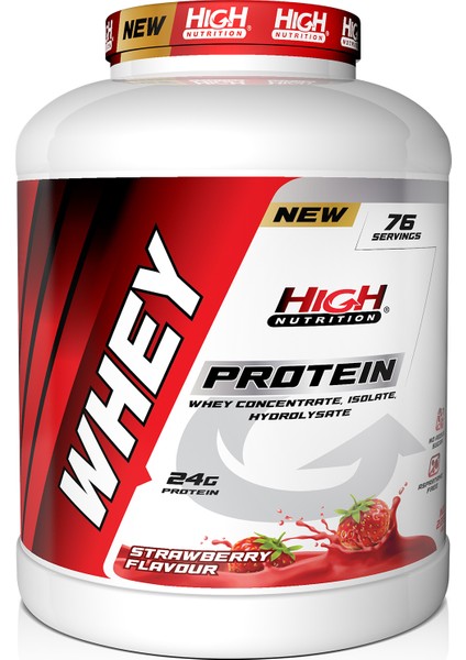 Whey Protein Tozu 2280 gr Çilek Aromalı Protein Tozu 24 Gram Protein Kas Güç