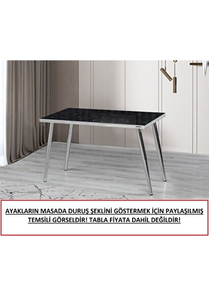 4 Adet Metal Konik Ayak Masa Ayağı Gümüş Renk 73.5 Cm Açılı Ayak