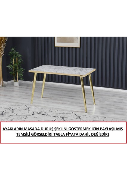 4 Adet Metal Konik Ayak Masa Ayağı Gold Renk 73.5 Cm Açılı Ayak Boru Çapı 5.1 Cm