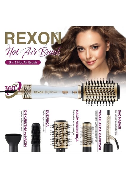 Rexon 5in1 Hot Air Brush Saç Şekillendirme Cihazı