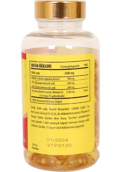 Balık Yağı 1000 mg Omega 3 100 Softgel fiyatları