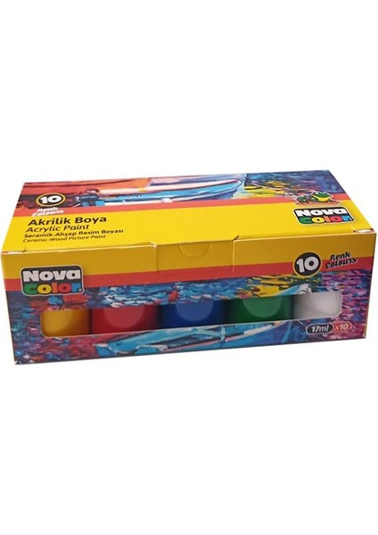 Akrilik Boya 10 Renk 17 ml 1 Paket Akrilik Boya Seti 10 Lu Ahşap Tuval Taş Ağaç Boyamalar Için Idea Boyama Seti fiyatları
